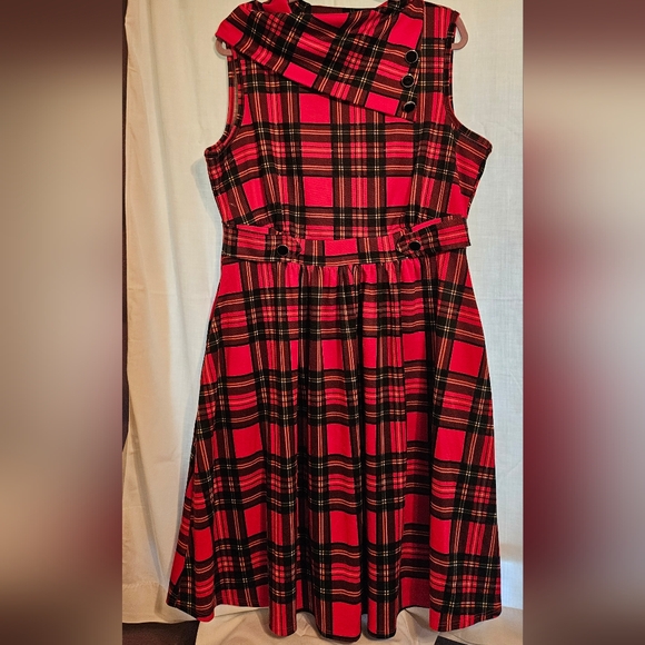 Yellow Star red plaid 1× dress - Picture 1 of 4